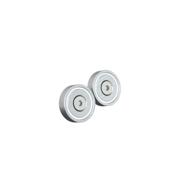 Right top view of a pair of magnets for ProTubeVR accessories with screw and nut