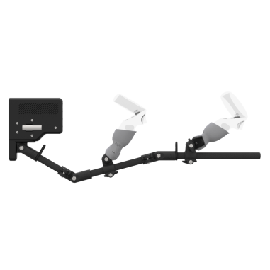 Right view of ForceTube with Haptic Explorer stock for Meta Quest 1with Chrome Armature and Grey PLA cups