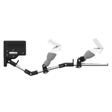 Right view of ForceTube with Haptic Explorer stock for Meta Quest 2 with Chrome Armature and Grey PLA cups