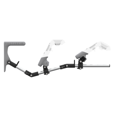 Side view of MagTube vr gunstock for HTC Vive with Chrome Armature with Grey MK1 Buttstock and Grey PLA cups