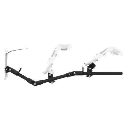 Side view of MagTube vr gunstock for HTC Vive with Chrome Armature with Grey MK1 Buttstock and Grey PLA cups