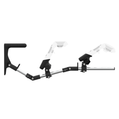 Side view of MagTube vr gunstock for HTC Vive with Chrome Armature with Grey MK1 Buttstock and Grey PLA cups