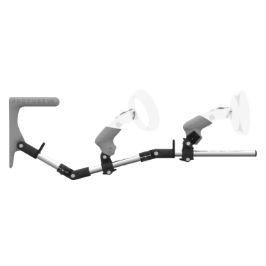 Side view of MagTube vr gunstock for Samsung Odyssey with Chrome Armature with Grey MK1 Buttstock and Grey PLA cups