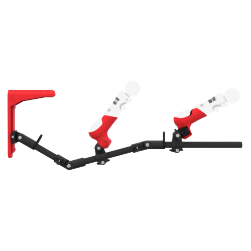 Side view of MagTube vr gunstock for PSVR 1 with Chrome Armature with Grey MK1 Buttstock and Grey PLA cups