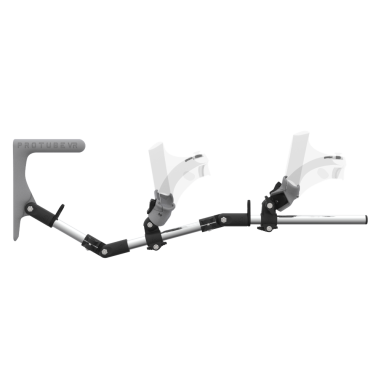 Side view of MagTube vr gunstock for PSVR 2 with Chrome Armature with Grey MK1 Buttstock and Grey PLA cups