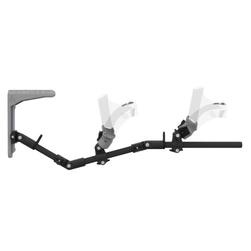 Side view of MagTube vr gunstock for PSVR 2 with Chrome Armature with Grey MK1 Buttstock and Grey PLA cups