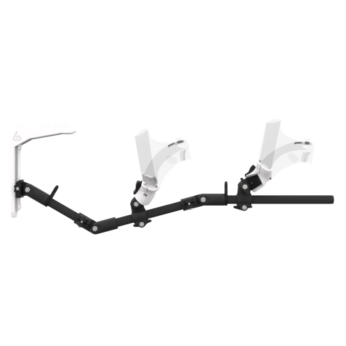 Side view of MagTube vr gunstock for PSVR 2 with Chrome Armature with Grey MK1 Buttstock and Grey PLA cups