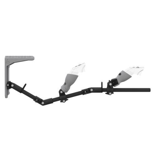 Side view of MagTube vr gunstock for Meta Quest 3 with Chrome Armature with Grey MK1 Buttstock and Grey PLA cups