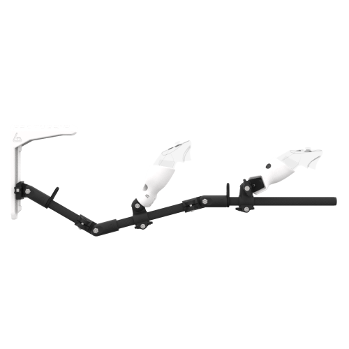 Side view of MagTube vr gunstock for Meta Quest 3 with Chrome Armature with Grey MK1 Buttstock and Grey PLA cups