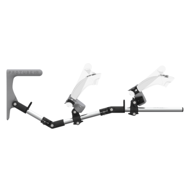 Side view of MagTube vr gunstock for Valve Index with Chrome Armature with Grey MK1 Buttstock and Grey PLA cups