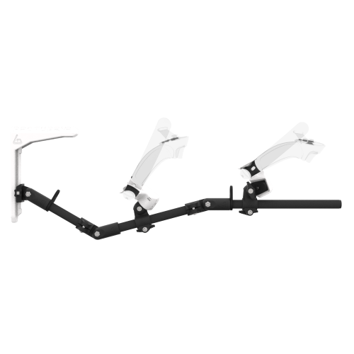 Side view of MagTube vr gunstock for Valve Index with Chrome Armature with Grey MK1 Buttstock and Grey PLA cups