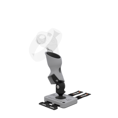 Left view of Left hand ProTas VR Joystick for Oculus Rift CV1 with Grey PLA base with Grey PLA cups