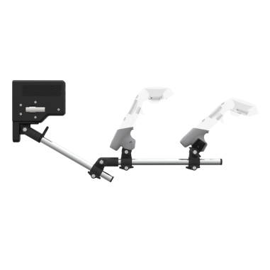 Right view of Right hand Starter vr gun stock for HTC Vive without shoulder stock and Grey cups Chrome tube