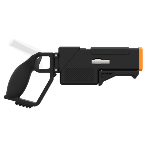 Side probolter powerful haptic gun for focus 3 and xr elite with black carbon rear cup for right hand with orange tip